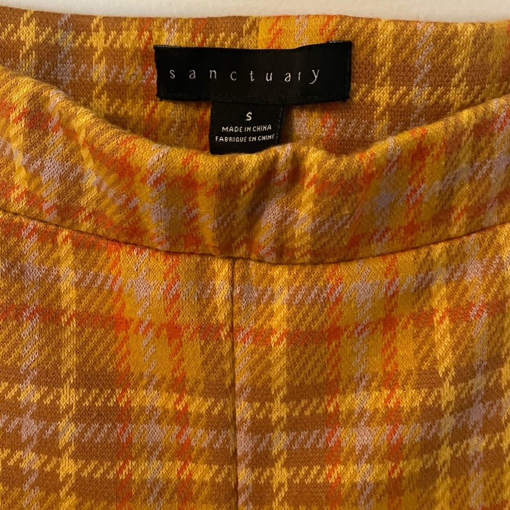 Anthropologie Sanctuary Yellow and Orange Plaid Capri Legging/Pant